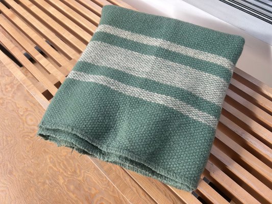 Vintage Turquoise Striped Wool Throw